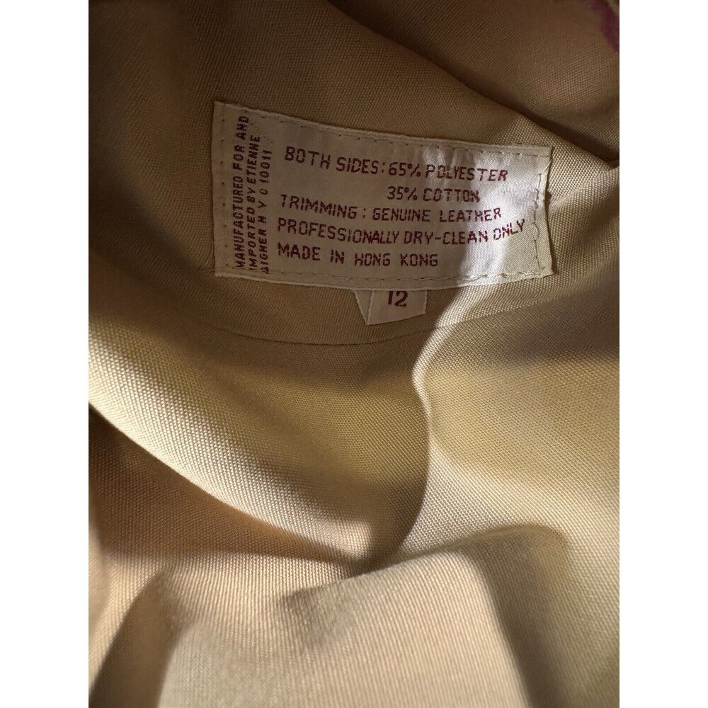 Etienne Aigner Reversible Hooded Trench Coat Size 12 Burgundy Khaki VTG belted - Picture 6 of 14